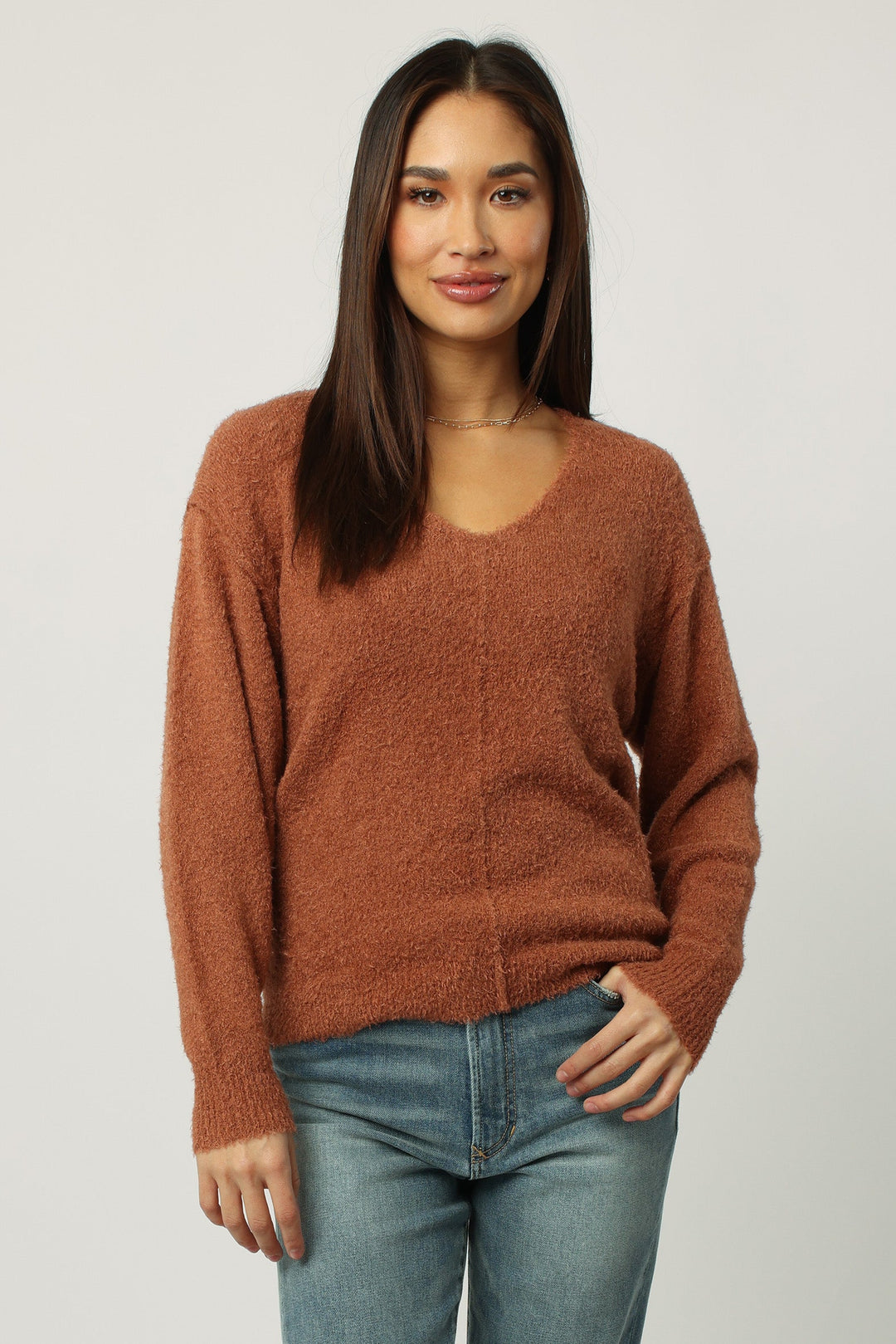 Dear John Calleen Fuzzy V-Neck Sweater