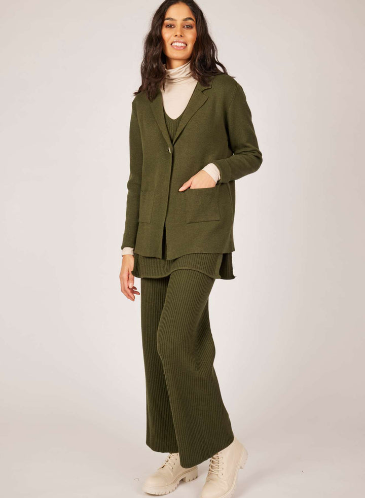 Pistache Fine Knit Boyfriend Blazer