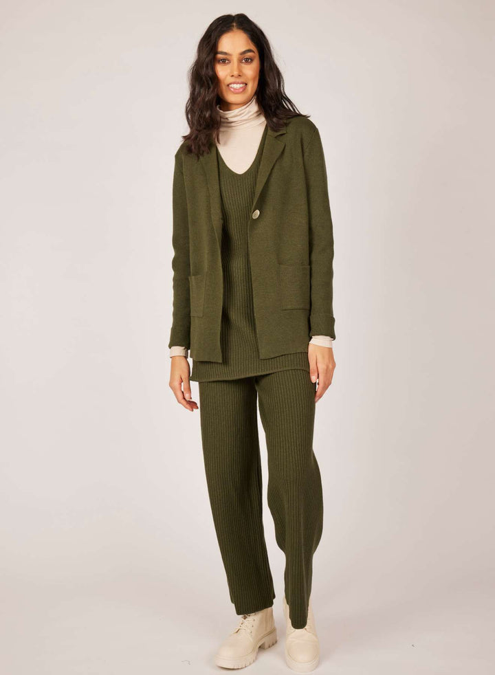 Pistache Fine Knit Boyfriend Blazer