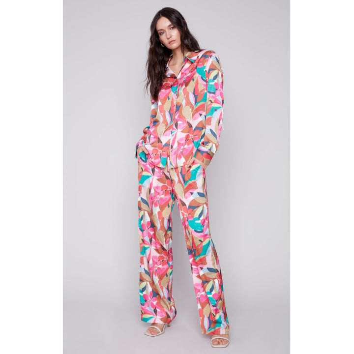 Charlie B Printed Satin Wide Leg Pant