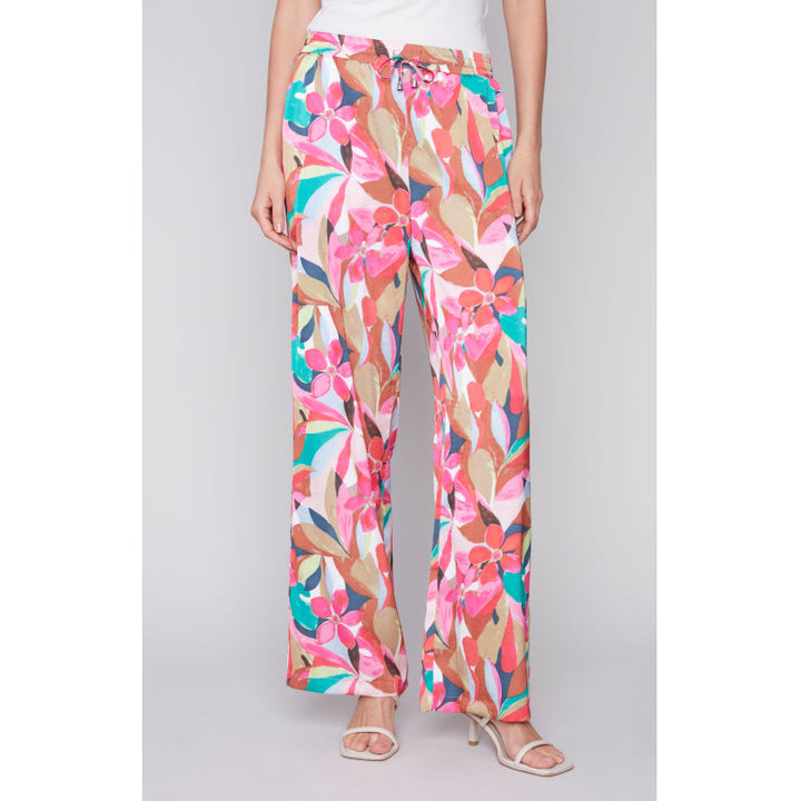 Charlie B Printed Satin Wide Leg Pant