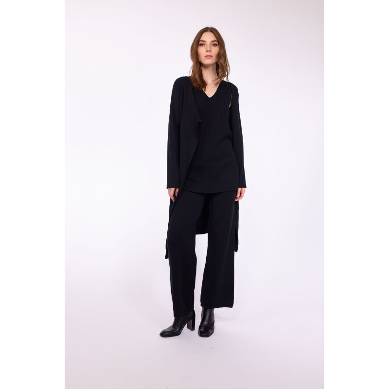 Pistache Long Ribbed Knit Coat