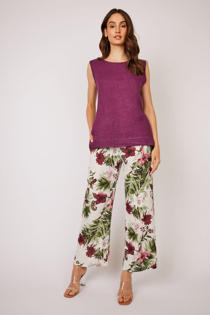 Pistache Sleeveless Linen Top