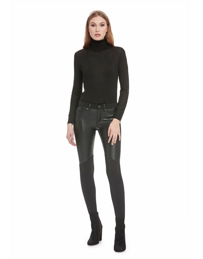 Yoga Jeans CLASSIC RISE / RACHEL SKINNY / BLACK PONTE VEGAN LEATHER