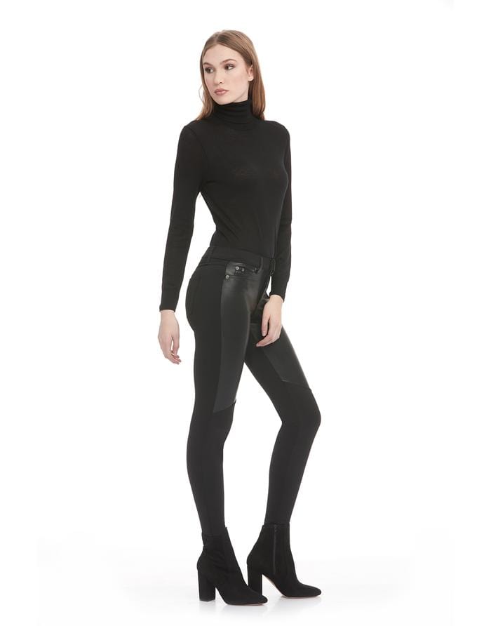 Yoga Jeans CLASSIC RISE / RACHEL SKINNY / BLACK PONTE VEGAN LEATHER