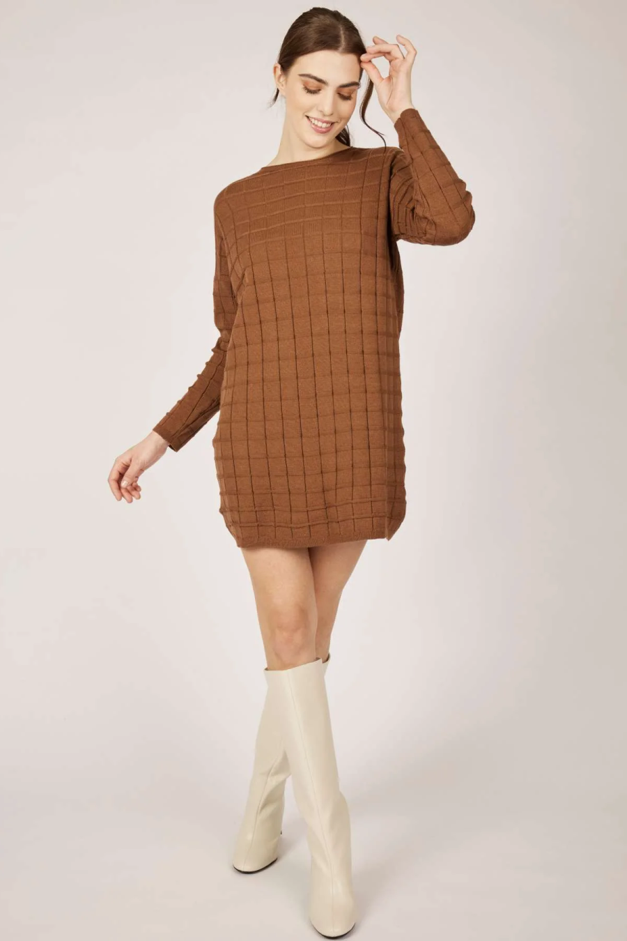 Pistache Large Waffle Fine Knit Dress