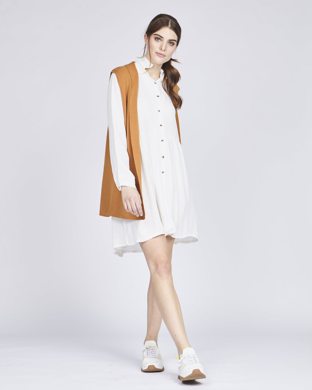 Pistache Women's Button Down Crepe Blouse