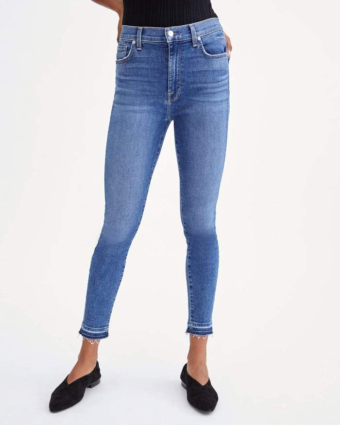 7 For All Mankind High Waist Ankle Skinny With Let Down Hem