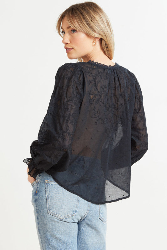 Velvet Cotton Embroidery Top