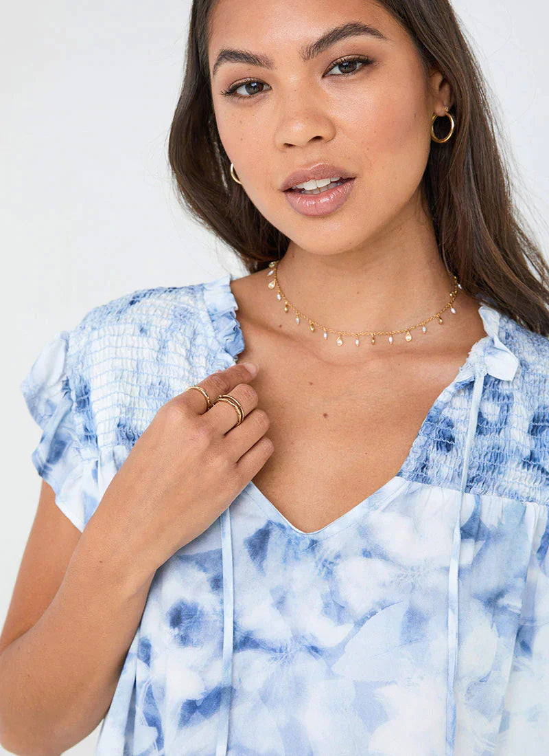 Bella Dahl Sleeveless Smocked Ruffle Top