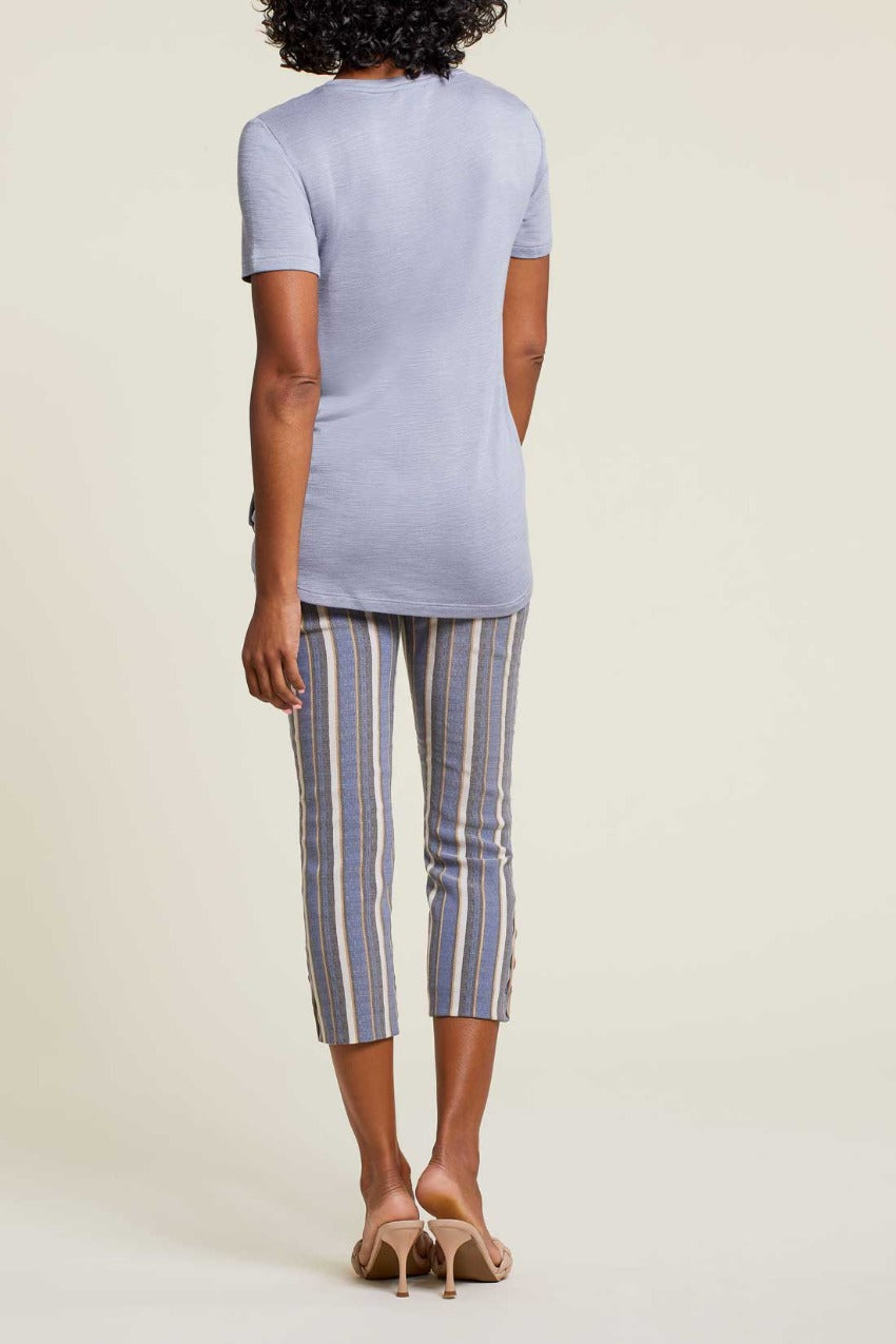Tribal Short Sleeve Crew Neck Top with Buttons