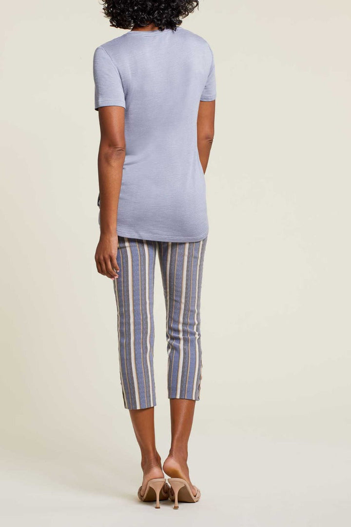 Tribal Short Sleeve Crew Neck Top with Buttons
