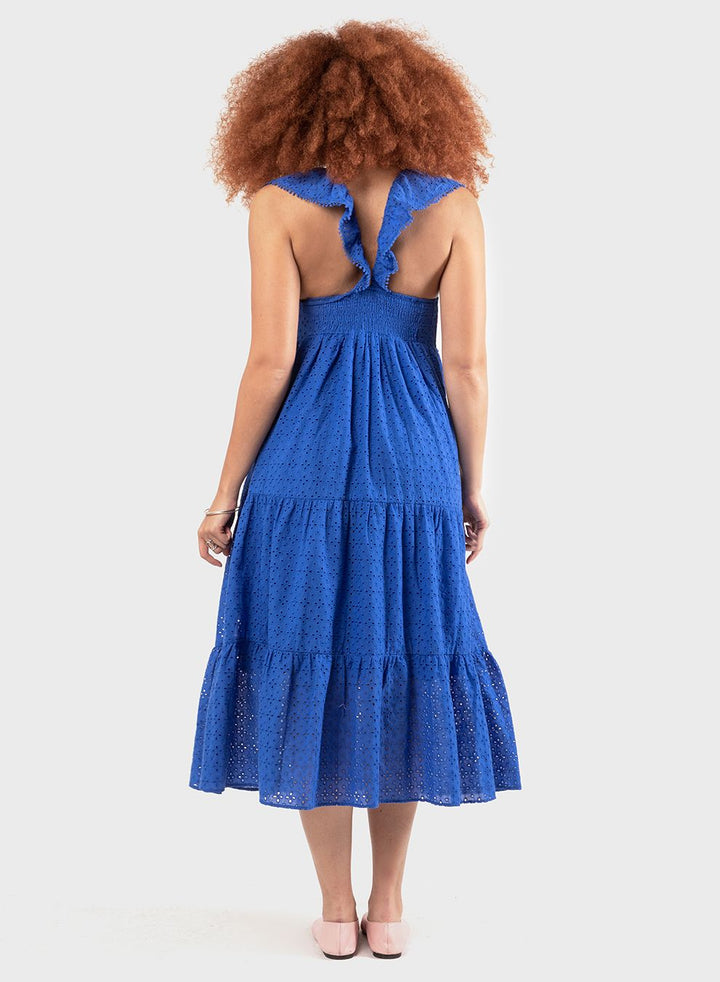 Black Tape Embroidered Eyelet Strappy Dress