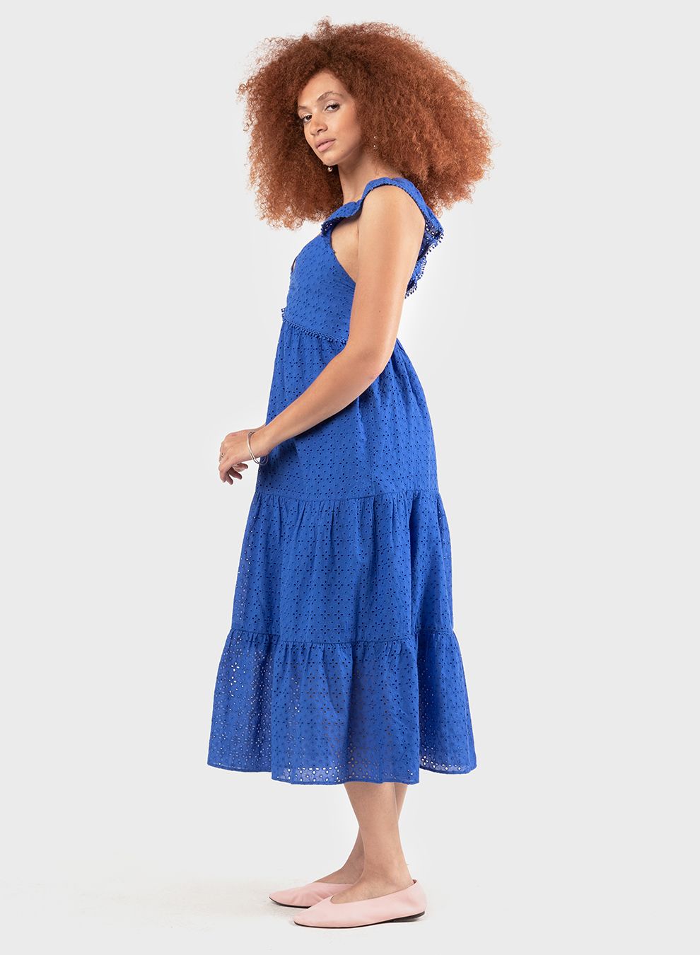 Black Tape Embroidered Eyelet Strappy Dress