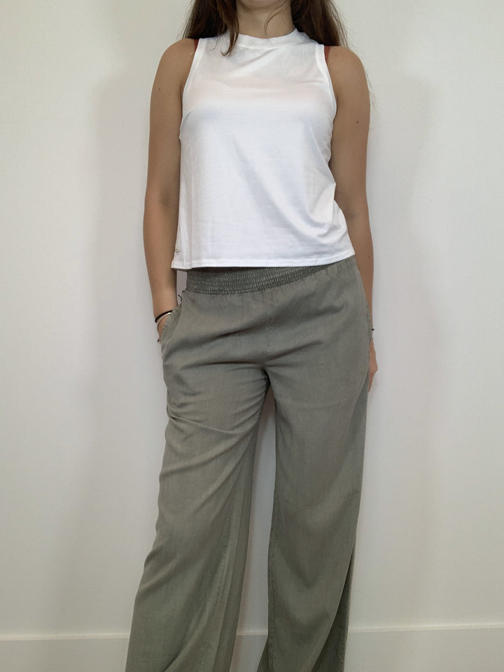 Black Tape Cuffed Pull-On Pant