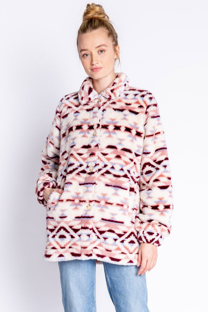 PJ Salvage Cozy Shacket Tribal Chevron Shacket
