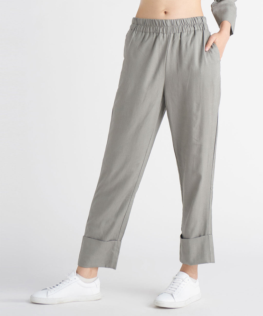 Black Tape Cuffed Pull-On Pant