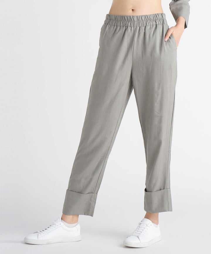 Black Tape Cuffed Pull-On Pant