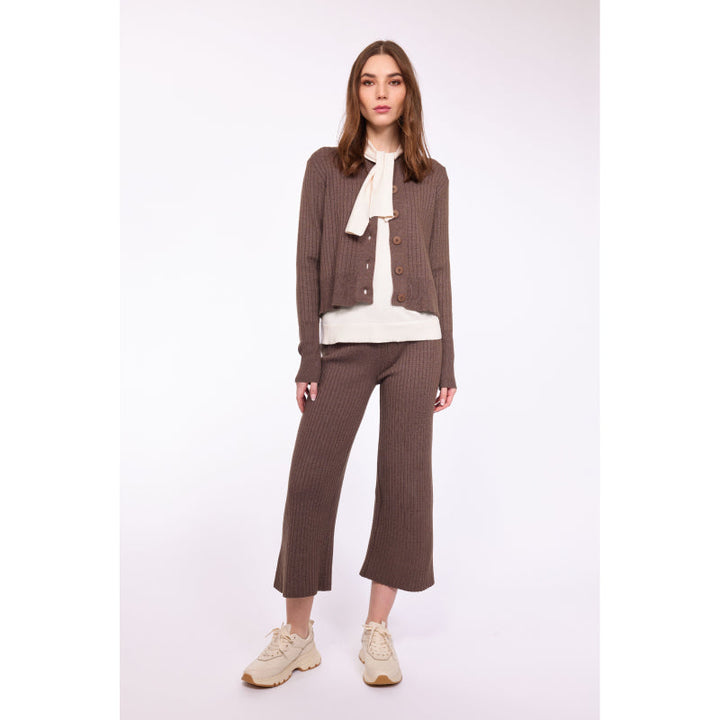 Pistache Ribbed Knit Button Down Cardigan