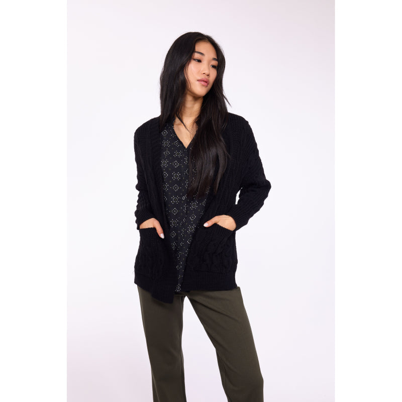 Pistache Cableknit Cardigan with Pockets