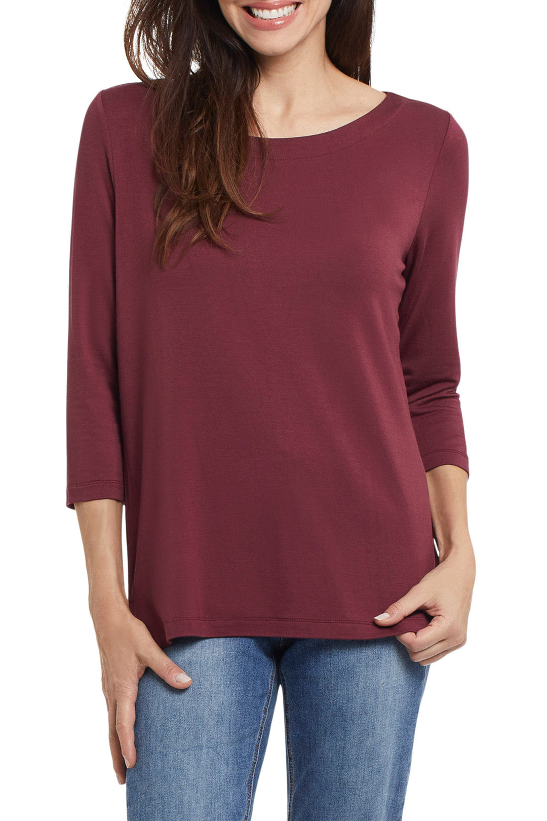 Tribal Boat Neck 3/4 Sleeve Top