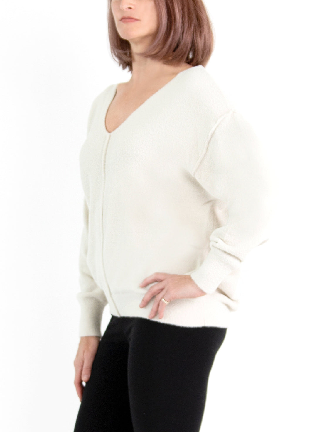 DEX Exposed Seams V-Neck Sweater