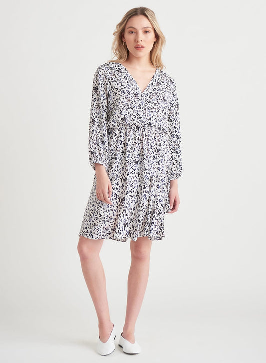 Dex Long Sleeve Faux Wrap Dress