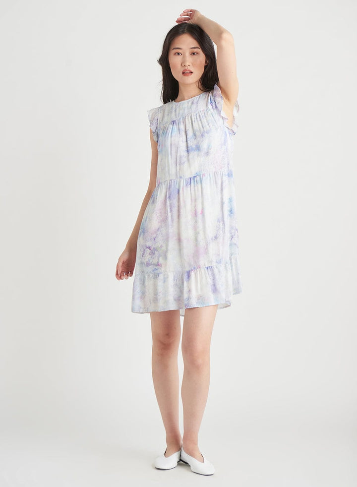 Dex Sleeveless Mini Dress With Ruffled Sleeve & Hem
