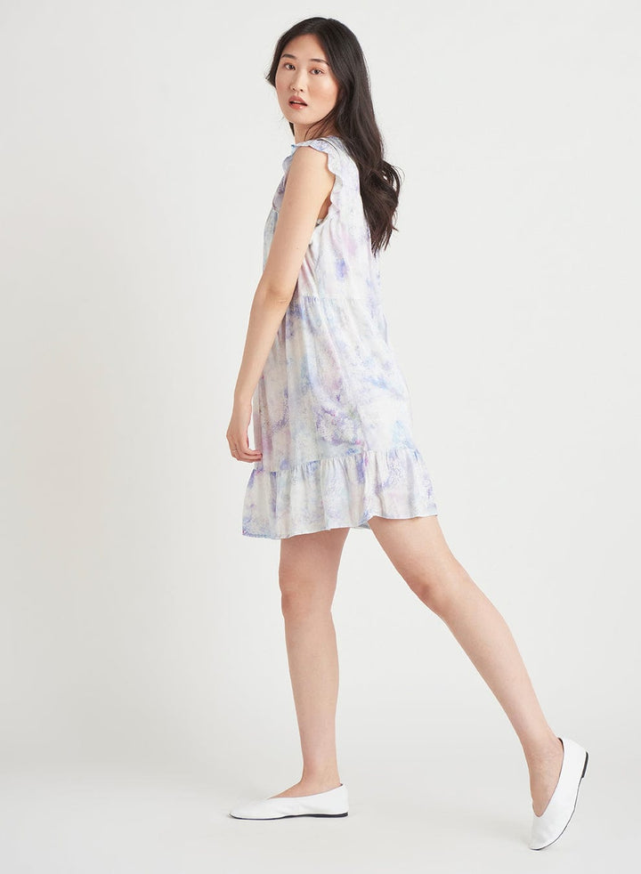 Dex Sleeveless Mini Dress With Ruffled Sleeve & Hem