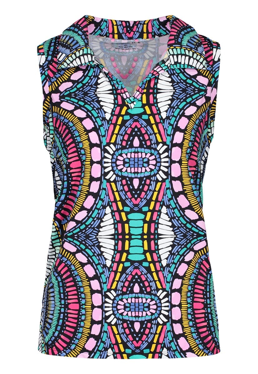 Tribal Sleeveless Henley Top