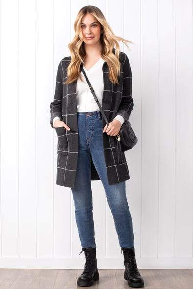 Tribal Plaid Overcoat With Pockets