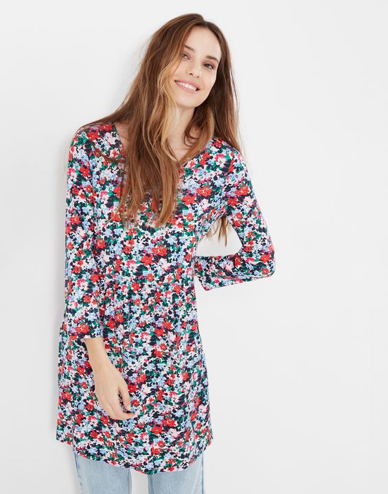 Joules Erin V Neck Jersey Tunic - Multi Floral