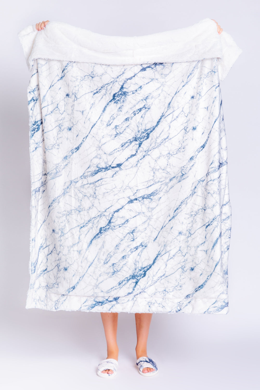 PJ Salvage Luxe Plush Blanket - Marble Ivory