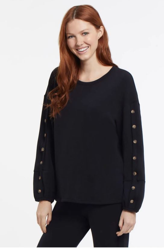 Tribal Sweatshirt with Button Detail Sleeves