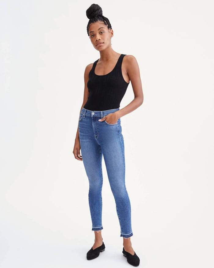 7 For All Mankind High Waist Ankle Skinny With Let Down Hem