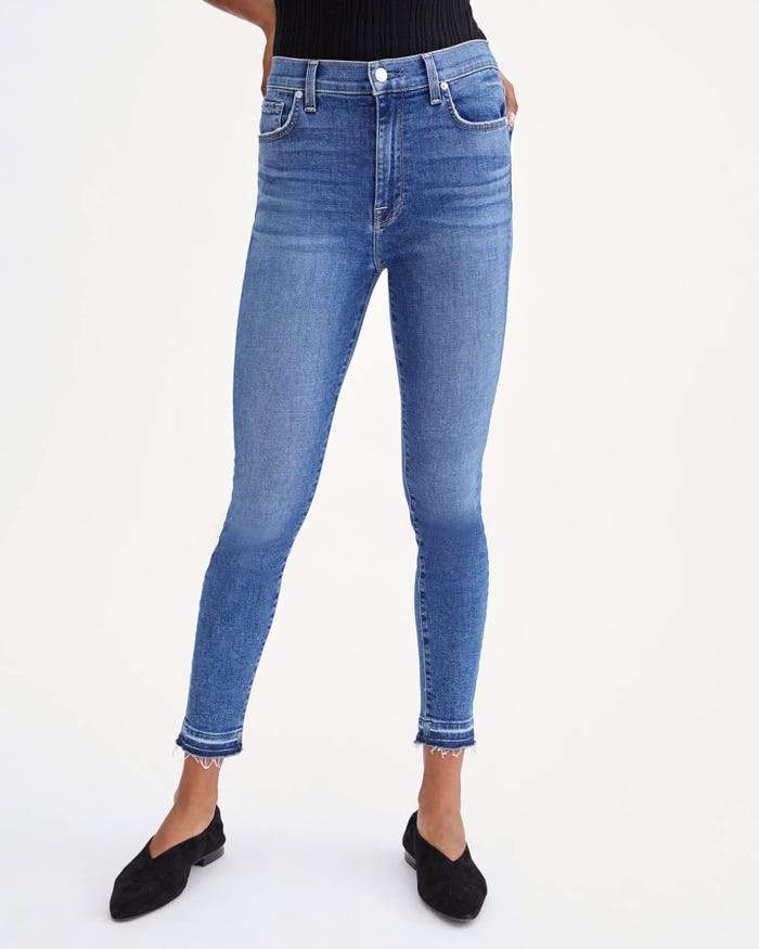 7 For All Mankind - Jean skinny taille haute à la cheville avec ourlet plongeant