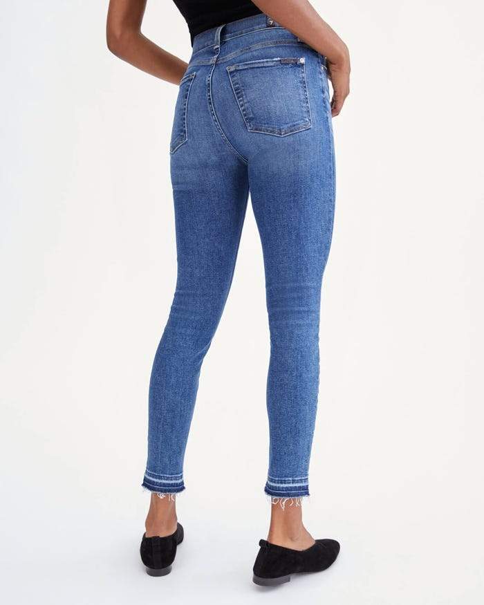 7 For All Mankind - Jean skinny taille haute à la cheville avec ourlet plongeant