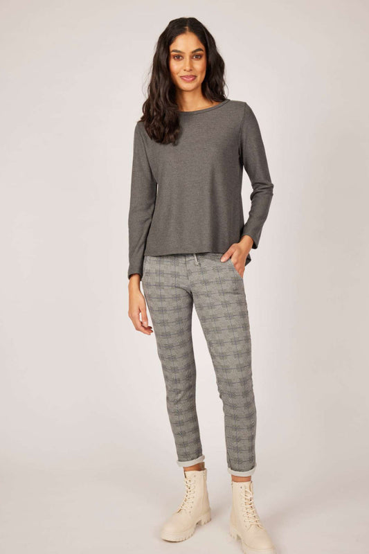 Pistache Glen Plaid Terry Cotton Stretch Pant