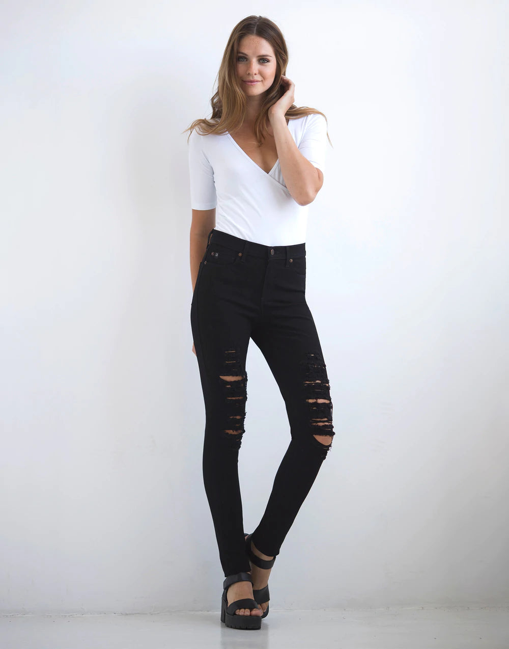 Yoga Jeans Rachel - Jean skinny taille haute - Velours noir * Dernière chance